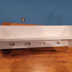 White Shelf With Round Hooks