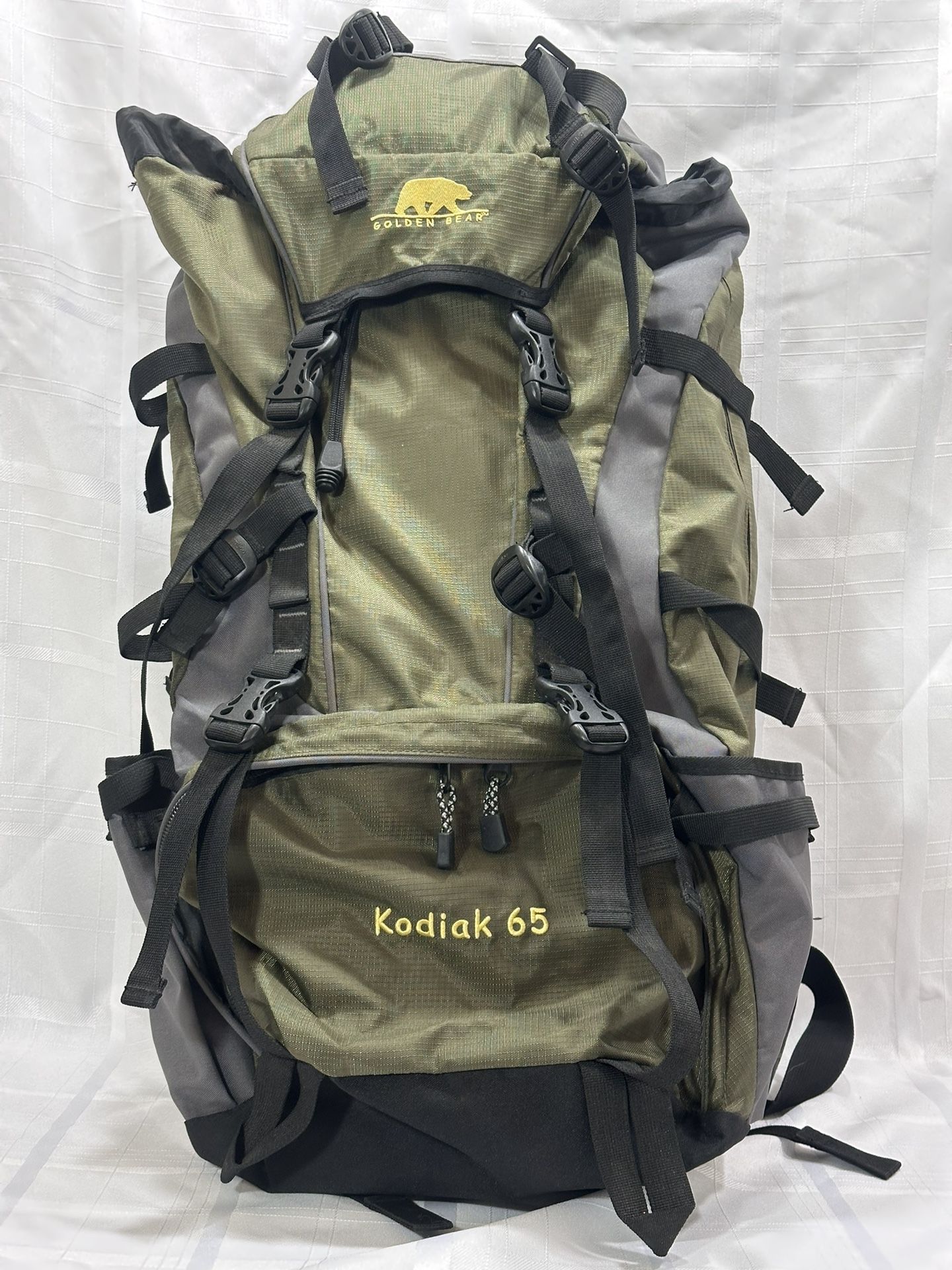 Golden Bear Kodiak 65L Internal Frame Hiking Backpack w/ Rain Cover