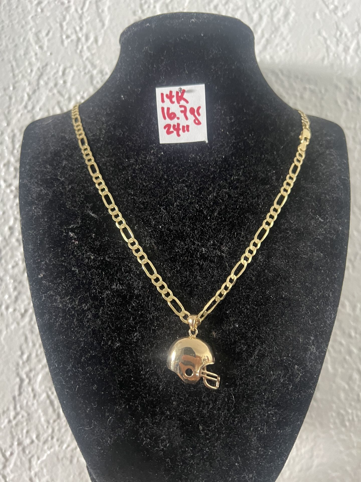 14K Solid Gold Chain and Pendant For Wedding 16.7Gr 24 Inches Long