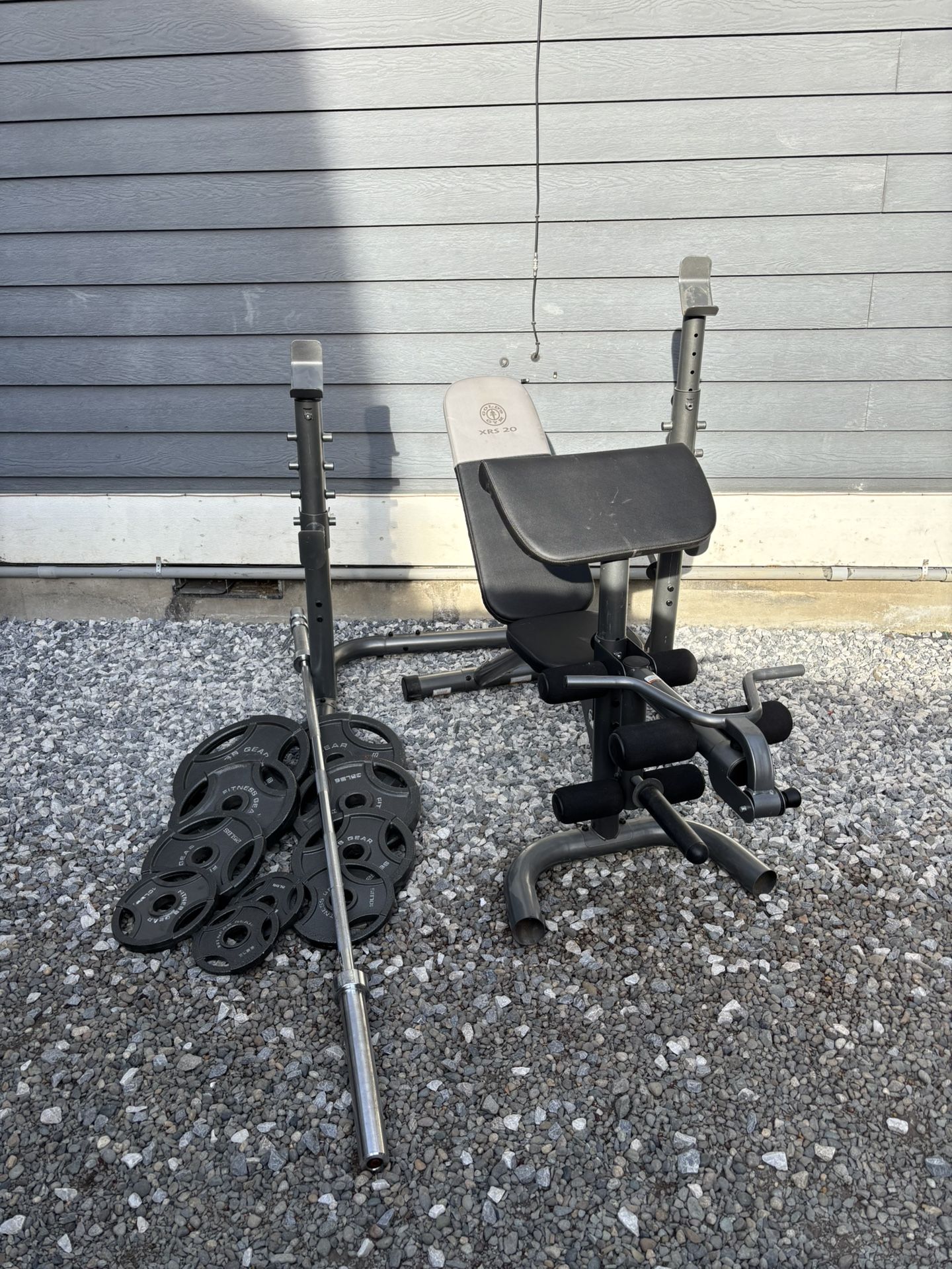 Olympic Weights With Bar Squat Rack And Bench