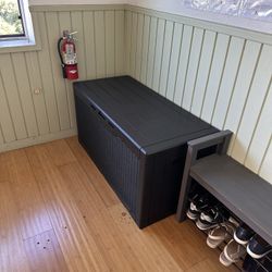 100 Gallon Waterproof Large Resin Deck Box Indoor Outdoor Lockable Storage Container