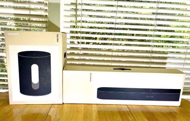 Sonos Beam (GEN 2 Black) and Sonos Sub (MINI Black).  Brand New Sealed.  Includes Warranties.