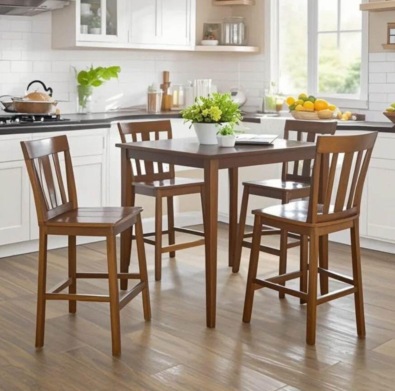 Wood counter height dining set / kitchen set table with 4 chairs - NEW