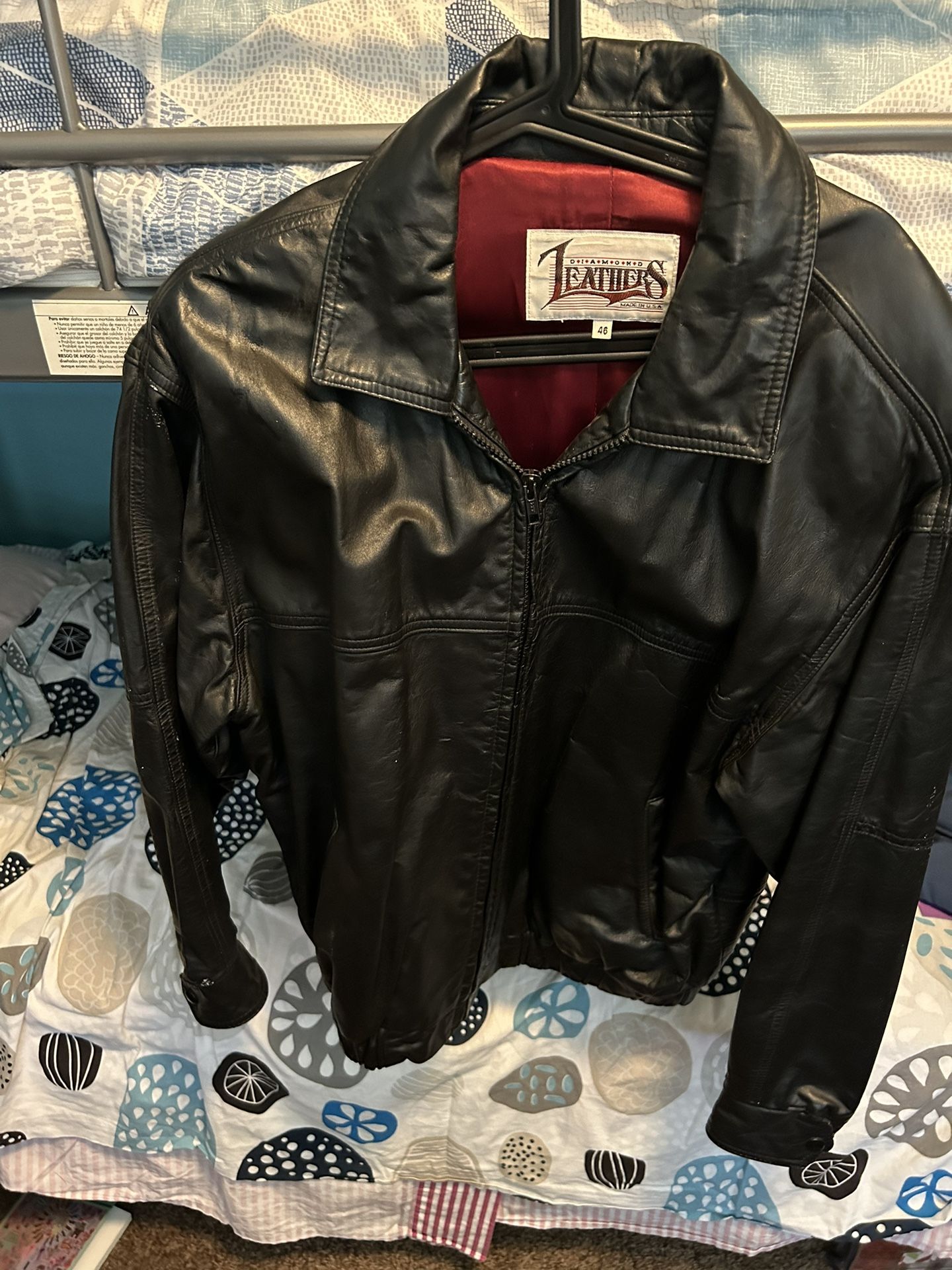 Black Leather Jacket. Size 46