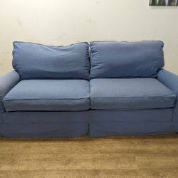 Crate and Barrel Contemporary Light Blue Fabric Couch