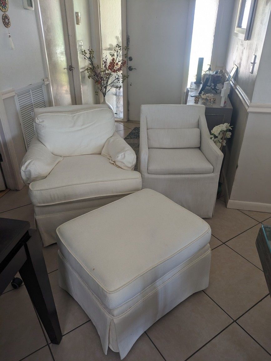 2 White Armchairs