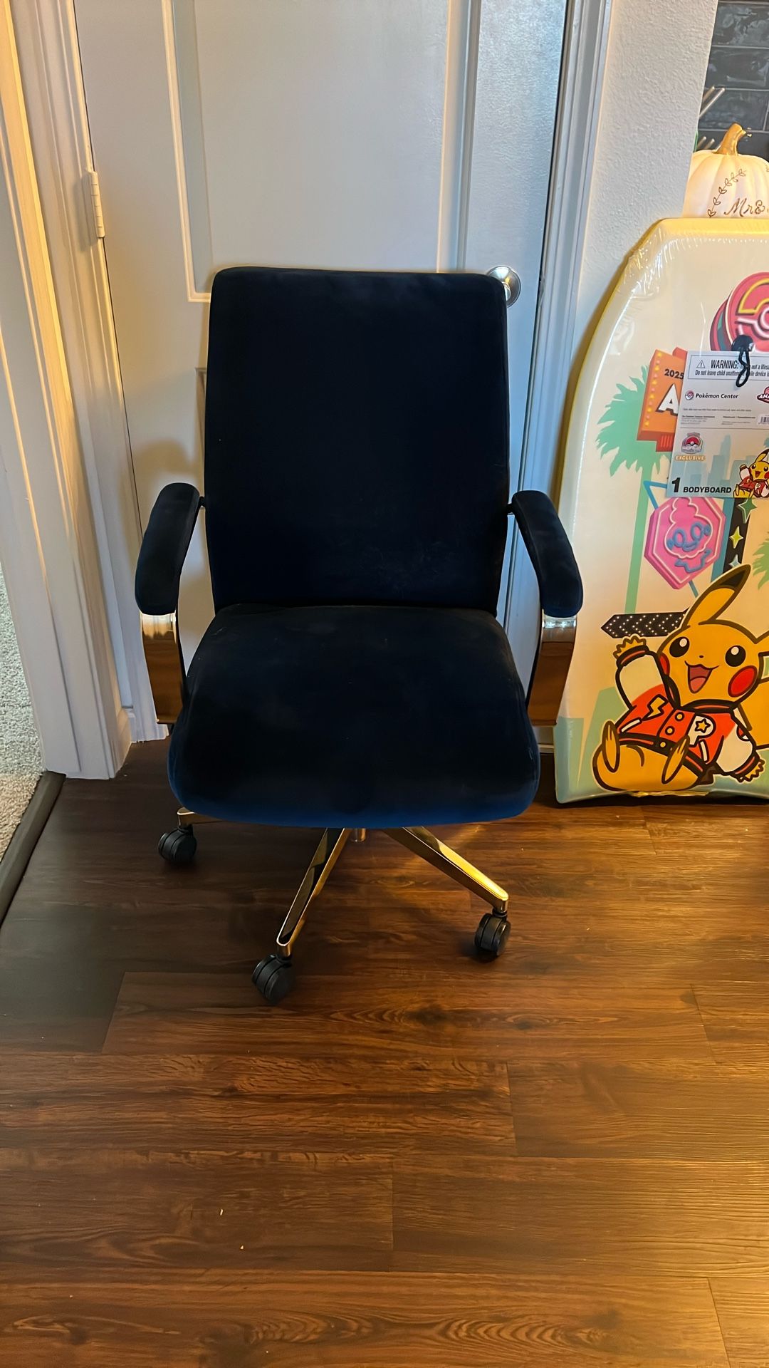 Navy Blue Velvet Office Chair