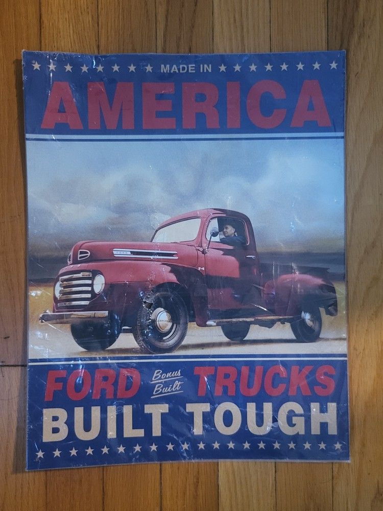 Ford Trucks Built Tough Metal Sign