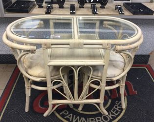 Vintage 1950’s Bamboo Rattan Honeymoon Table & Chairs 