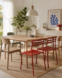Set of 2 Ikea GENESÖN Red Metal Chairs – Limited Color