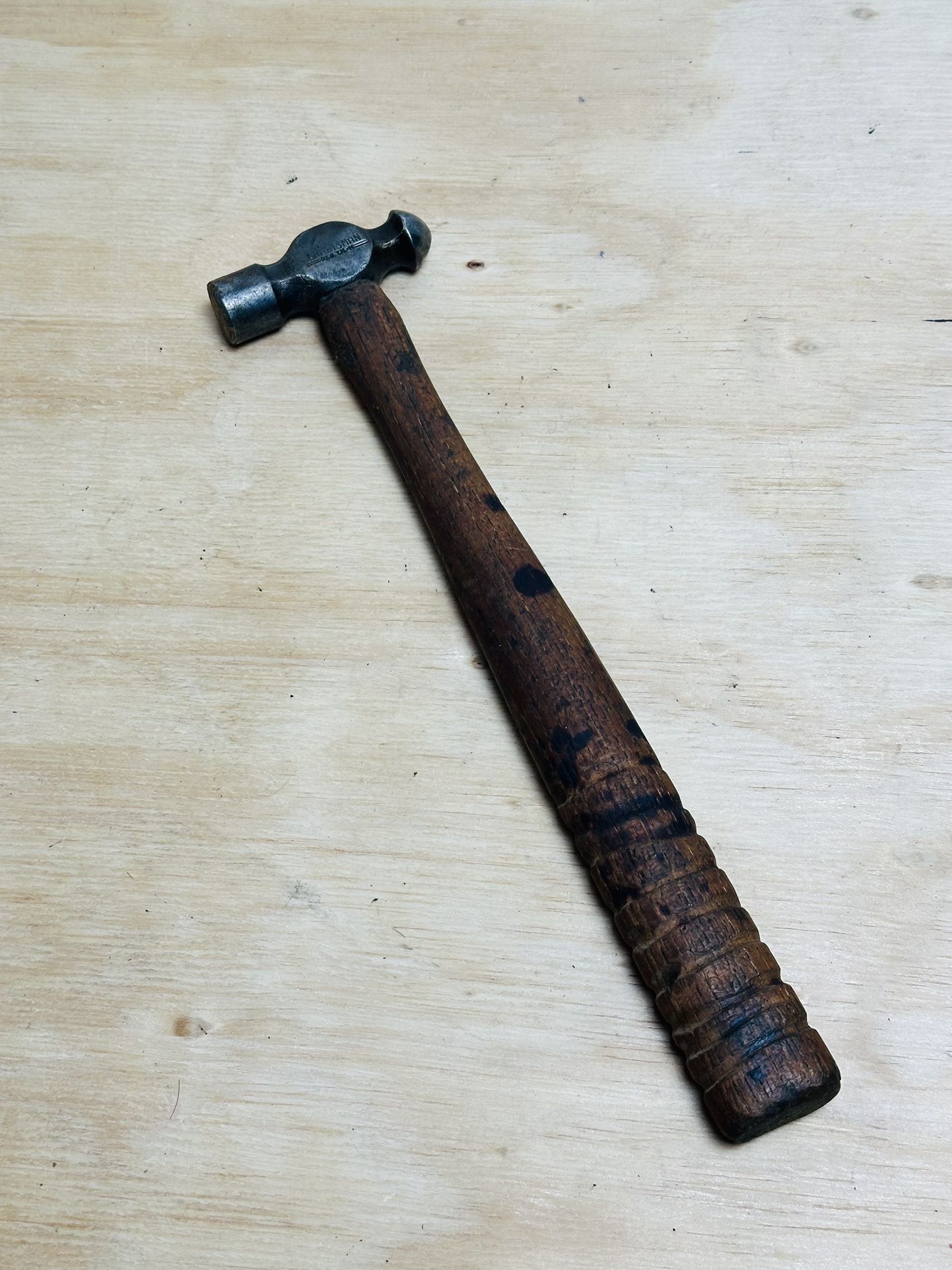 Vintage Craftsman 8oz Ball Peen Hammer Ribbed Original Wood Handle Reg T.M. H