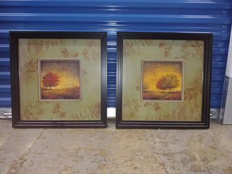 Pair of framed pictures. 22" Square ⬛ $25.00 for the pair.