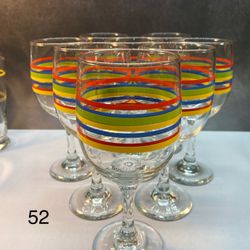 Set of (8) Beautiful Libbey MAMBO Fiesta Wine/Water Goblet Glasses. 7" tall. excellent condition.