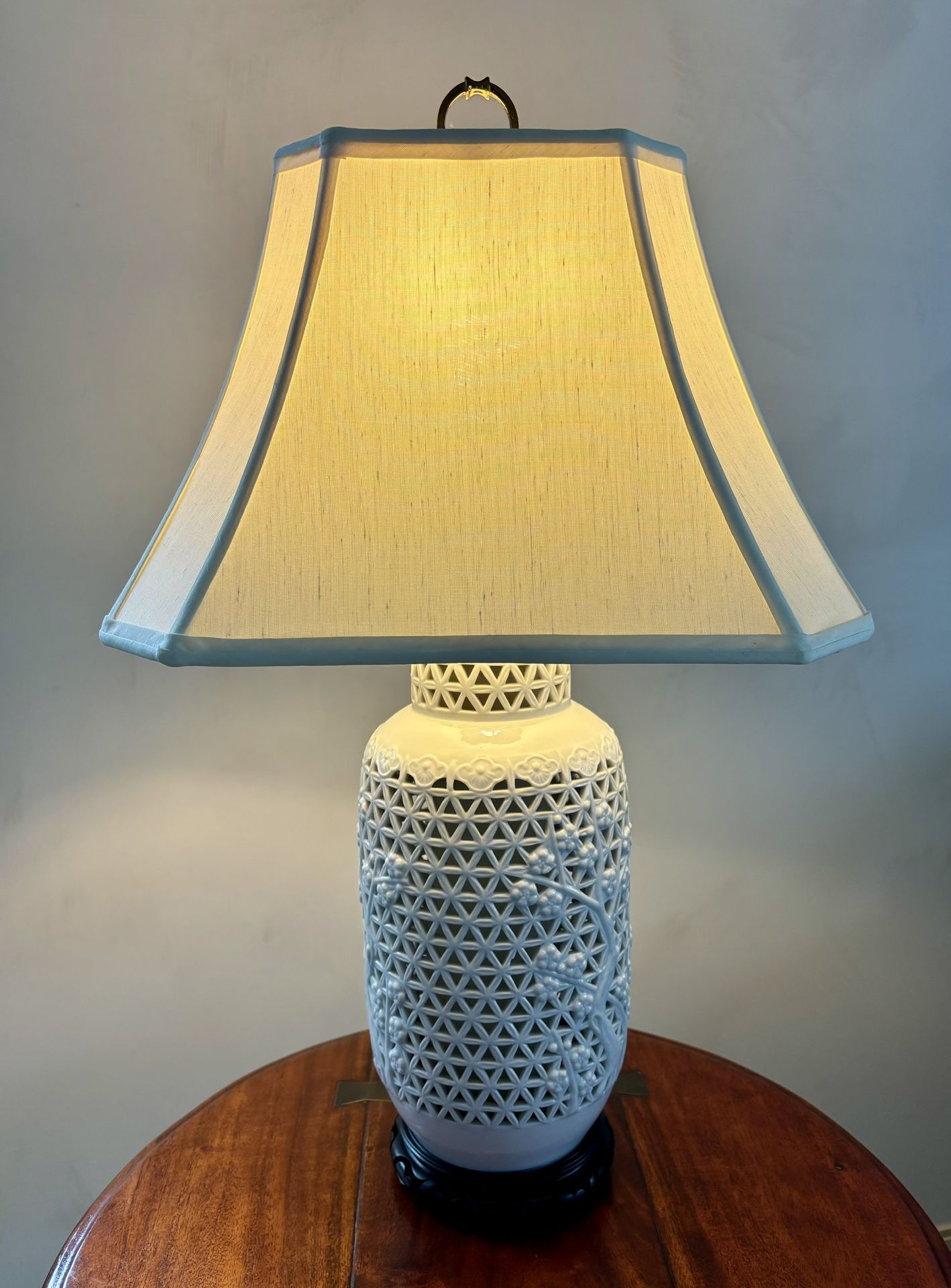 Chinoise Cherry Blossom Blanc De Chine Lamps (pair)