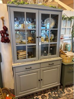 Newly Refinished Two Piece China Cabinet