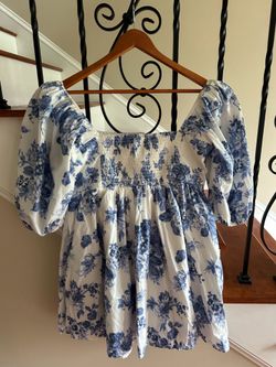 Abercrombie & Finch, Emerson Floral Poplin, Mini Dress, Puff Sleeves Large