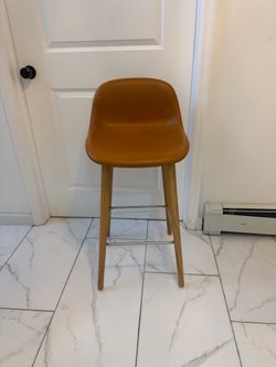 Muuto Fiber camel leather bar stools