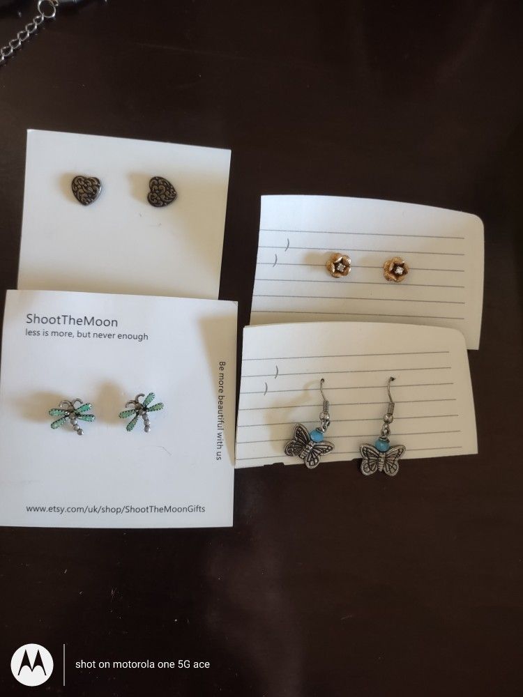 Four Pairs Beautiful Pierce Earrings. Gemstones And Diamonds. $10 Each Or $25 For All 4.