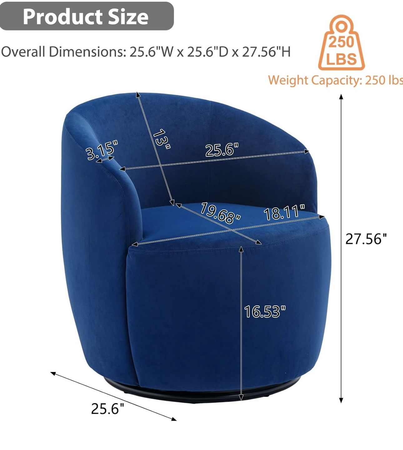 Swivel Barrel Chair, 360° Small Single Sofa Armchair Comfy Round