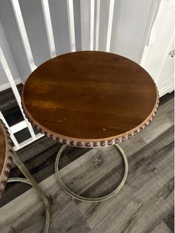Kirkland’s Beaded Round Wood Accent End Tables – Set of 2