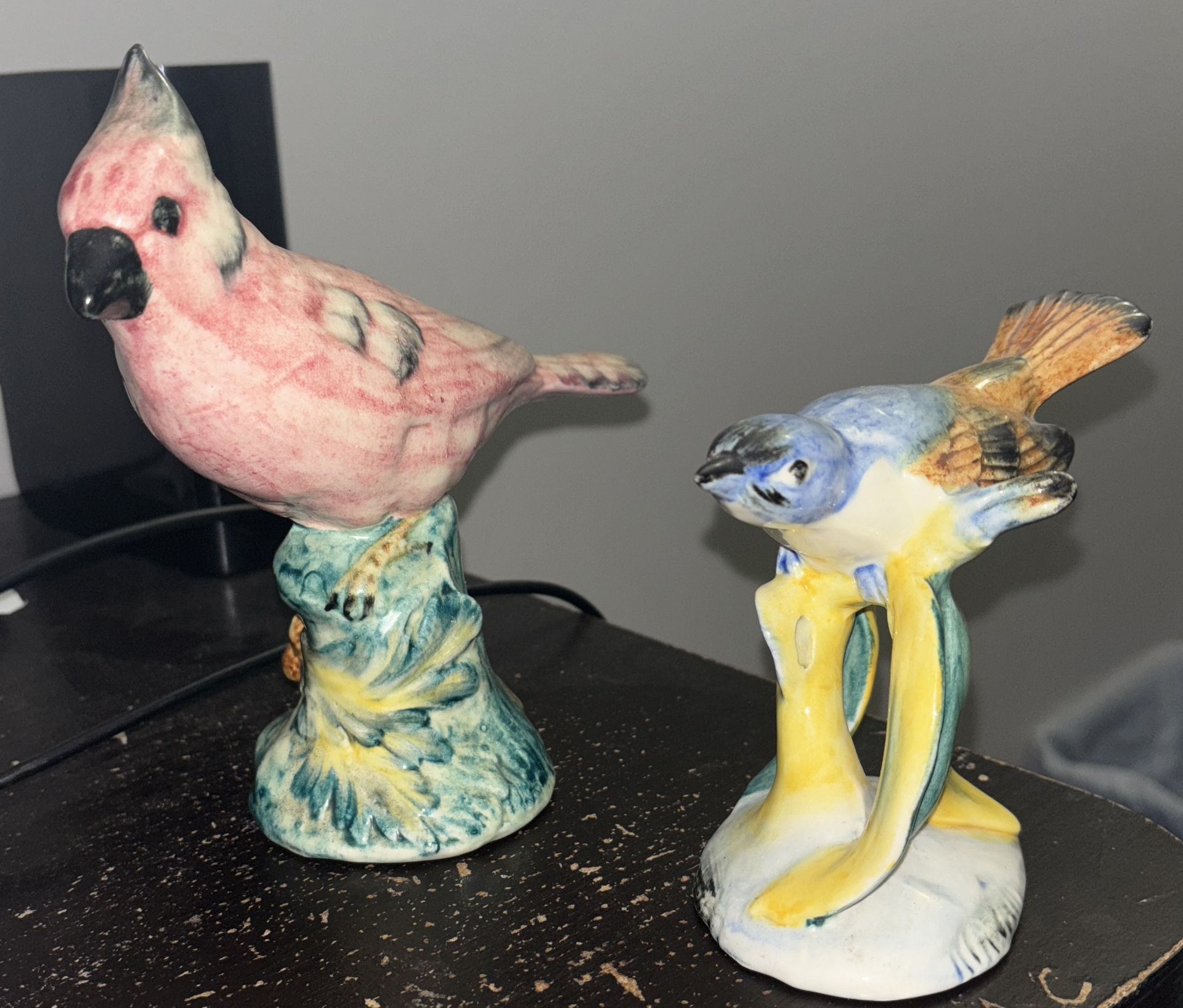 Vintage Stangl Pottery Bird Statues (2) Cardinal &  Blue Vireo - #3444 & #3448