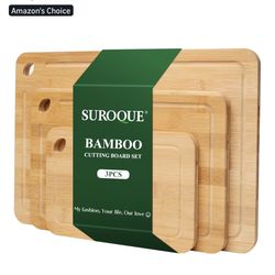 Bamboo Cutting Board 3 Piece Set - New 