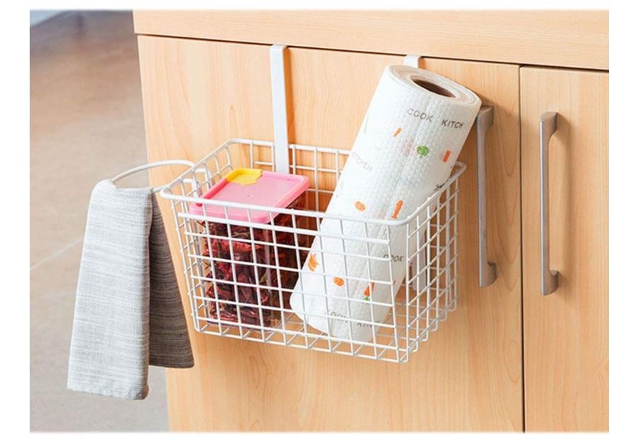 Over the Cabinet White Storage Basket