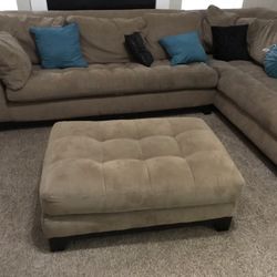 Brown Sectional Sofa With Ottoman