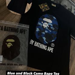 Blue And Black Camo Bape Tee Sizes S,M,L,XL