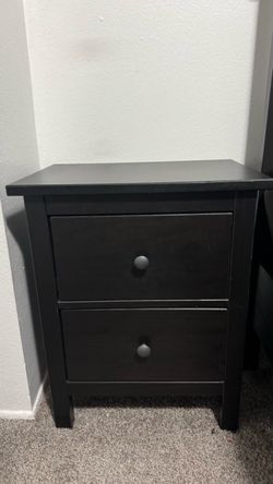 Black 2-Drawer Nightstand
