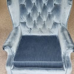 Velvet Blue Antique Chair