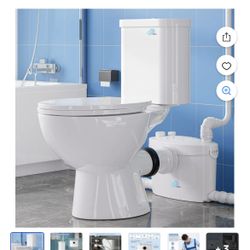 SUPERFLO 600w Macerating Toilet With Macerator Pump, Powerful & Quiet Upflush Toilet For Basement, With 4 Water Inlet and Ac Vent System (Two-Piece)