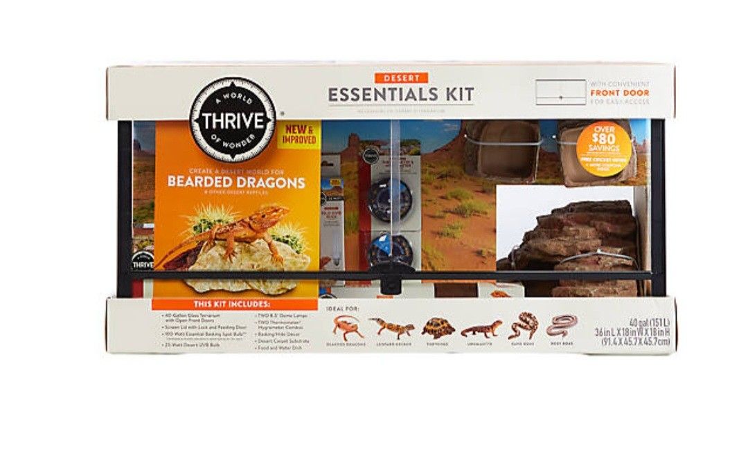 Thrive Front Double Door Opening Terrarium Desert Essentials Kit - 40 Gallon