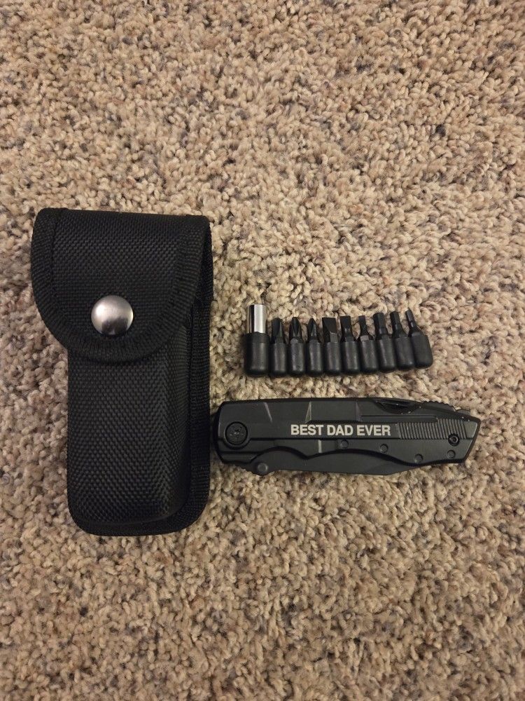"Best Dad Ever" Multi-Tool Knife with Pouch & Bits