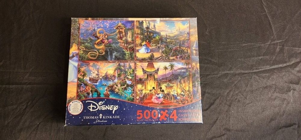 Disney Studios Thomas Kinkade 4 Jigsaw Puzzles 500 Each