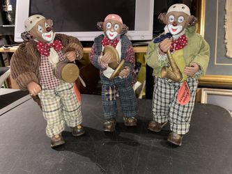 Vintage Show Stoppers “Blooze Brothers” Porcelain Doll Clowns. Set Of 3