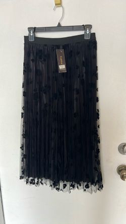 Skirt Pleaded Lace Overlay 