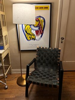Modern Brass Floor Lamp With Drum Shade