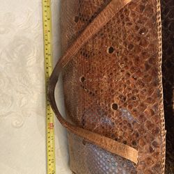 Vintage Real Snakeskin Purse / Bag/ Satchel With Round Vents And Top Handles