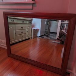 Large Solid Wood Framed Mirror (roughly 43x34in)