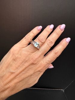 1.25 genuine radiant cut aquamarine with white topaz size 6