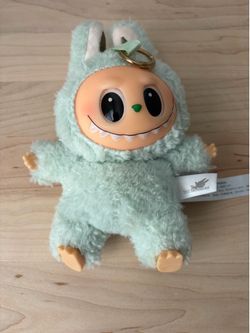 Authentic POP MART Labubu Exciting Macaron Plush Keychain – Green Grape