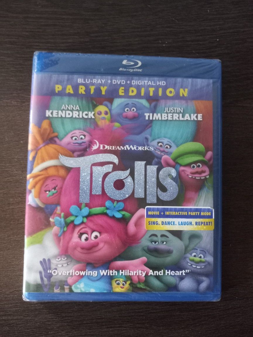 2017 DreamWorks Trolls Blu-Ray + DVD + digital HD New Sealed