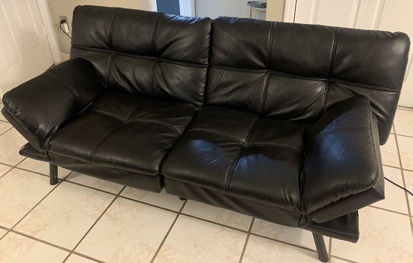 Black Leather Futon 