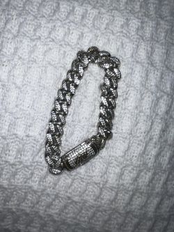 GLD White Gold Diamond Cuban Link Bracelet 