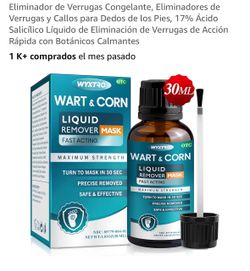 Eliminador de Verrugas Congelante, Eliminadores de Verrugas y Callos para Dedos de los Pies, 17% Ácido Salicílico Líquido de Eliminación de Verrugas d