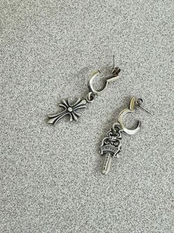 Chrome Hearts Silver Dagger & Cross Earrings