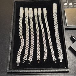 Vvs Moissanite 925 Silver Cuban Bracelets 