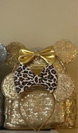 Disney Parks Minnie Mouse Gold Sequin Loungefly 💛✨