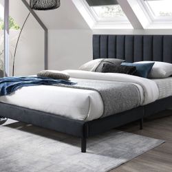 Brand New Full Size Upholstered Platform Bed With Mattress (Free Delivery)